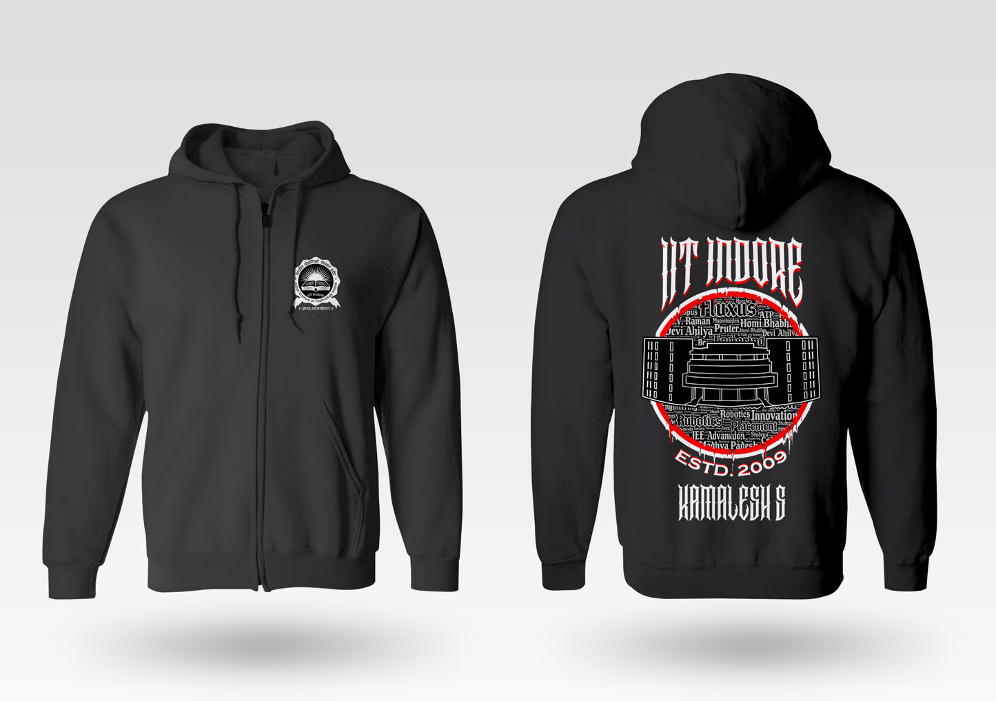 IIT Indore Legacy Armour Zipper Jacket (Print Your Name) – 320GSM