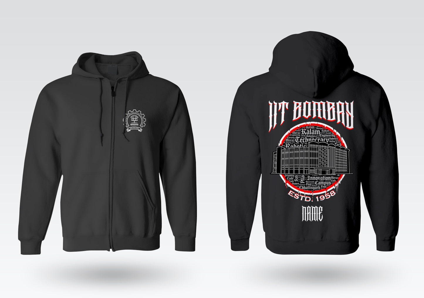 IIT Bombay Legacy Armour Zipper Jacket (Print Your Name) – 320GSM