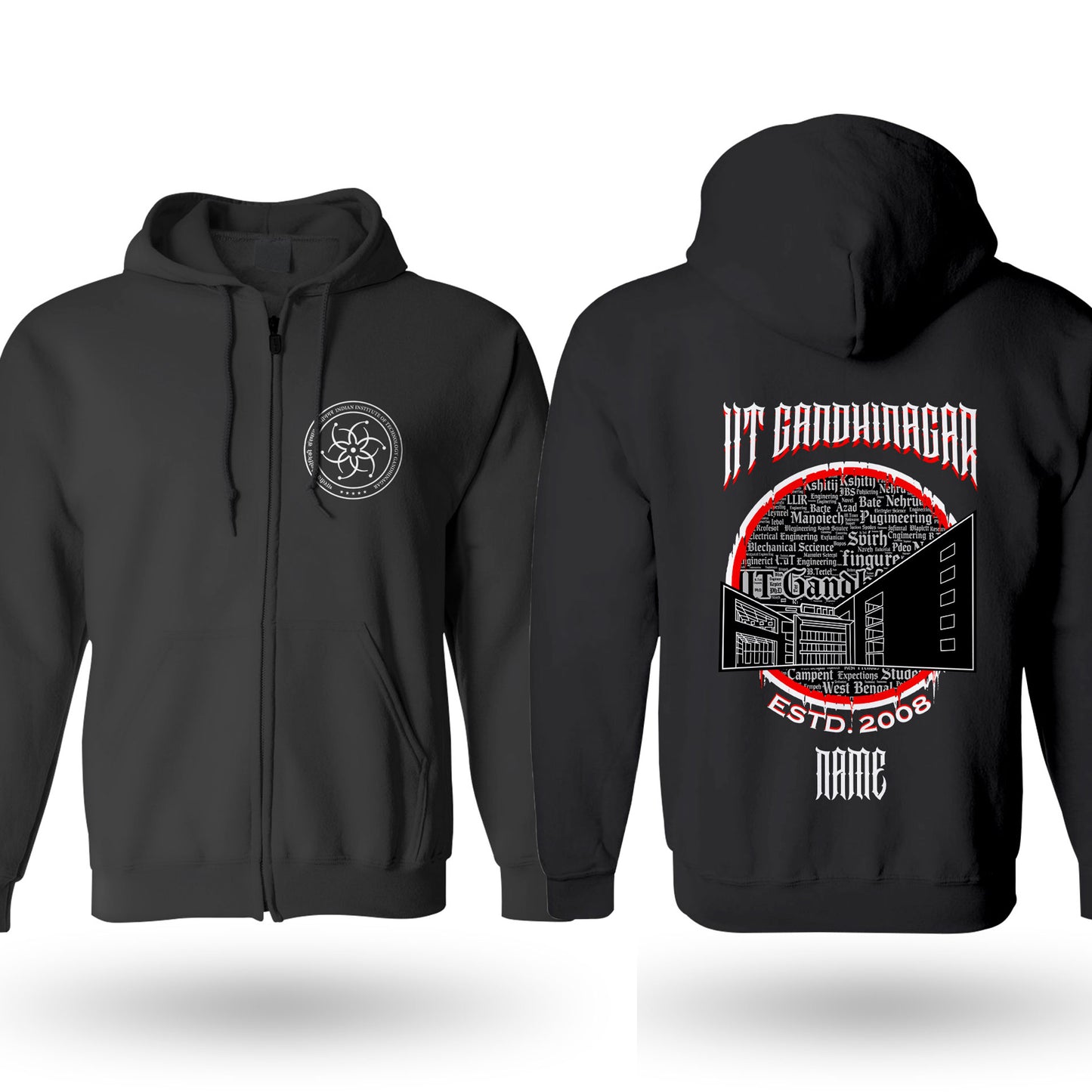 IIT Gandhinagar Legacy Armour Zipper Jacket (Print Your Name) – 320GSM
