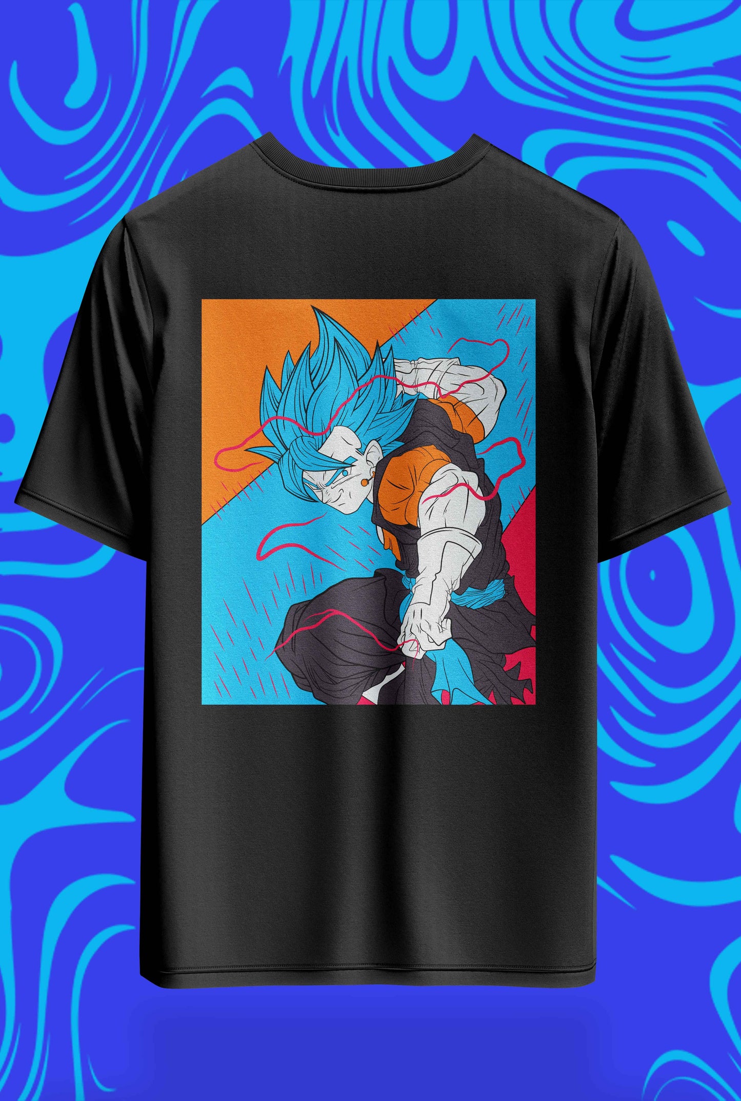 Azure Warrior Goku Oversized Tee – 240GSM Archive