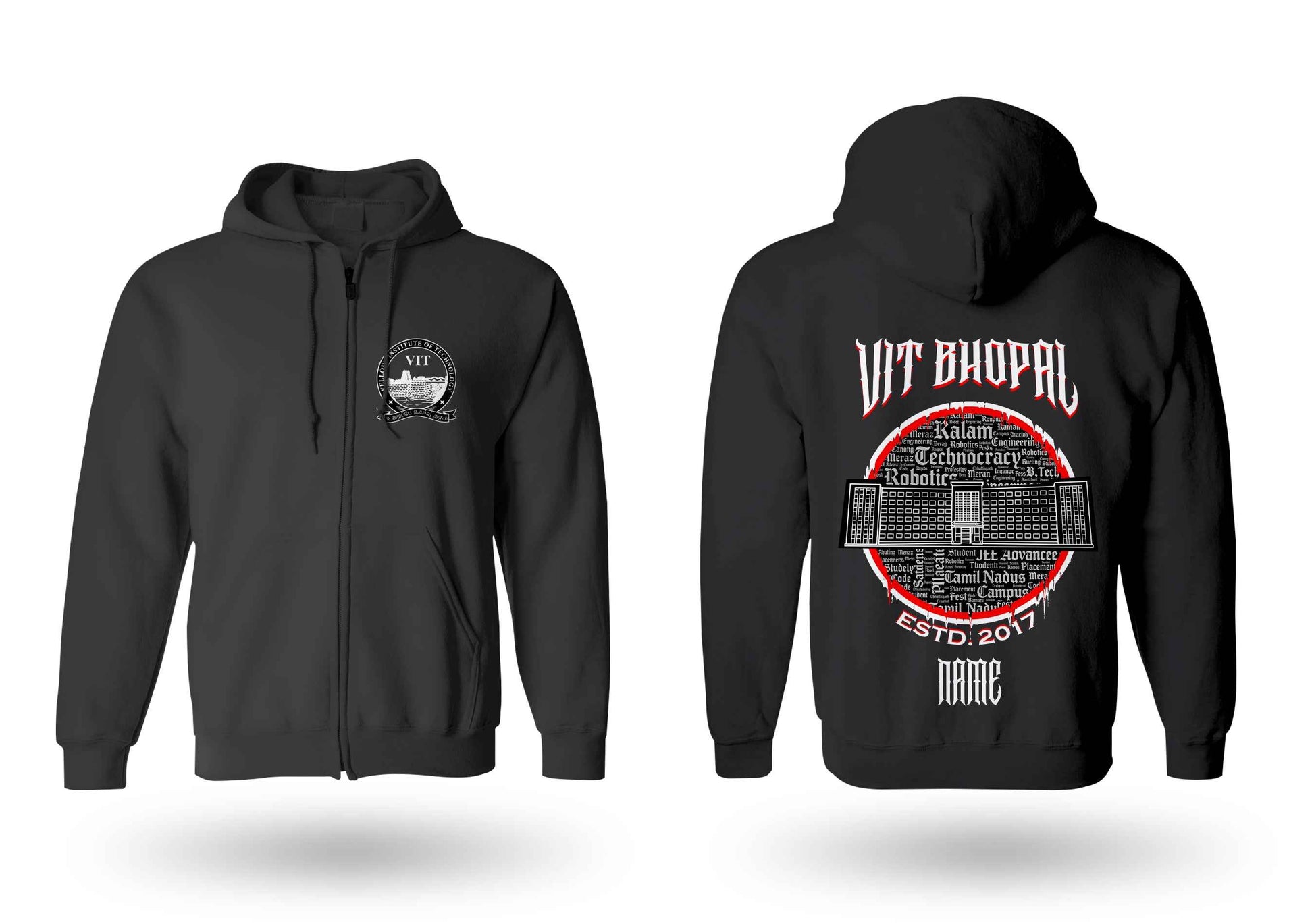 VIT Bhopal Legacy Armour Zipper Jacket  (Print Your Name) – 320GSM