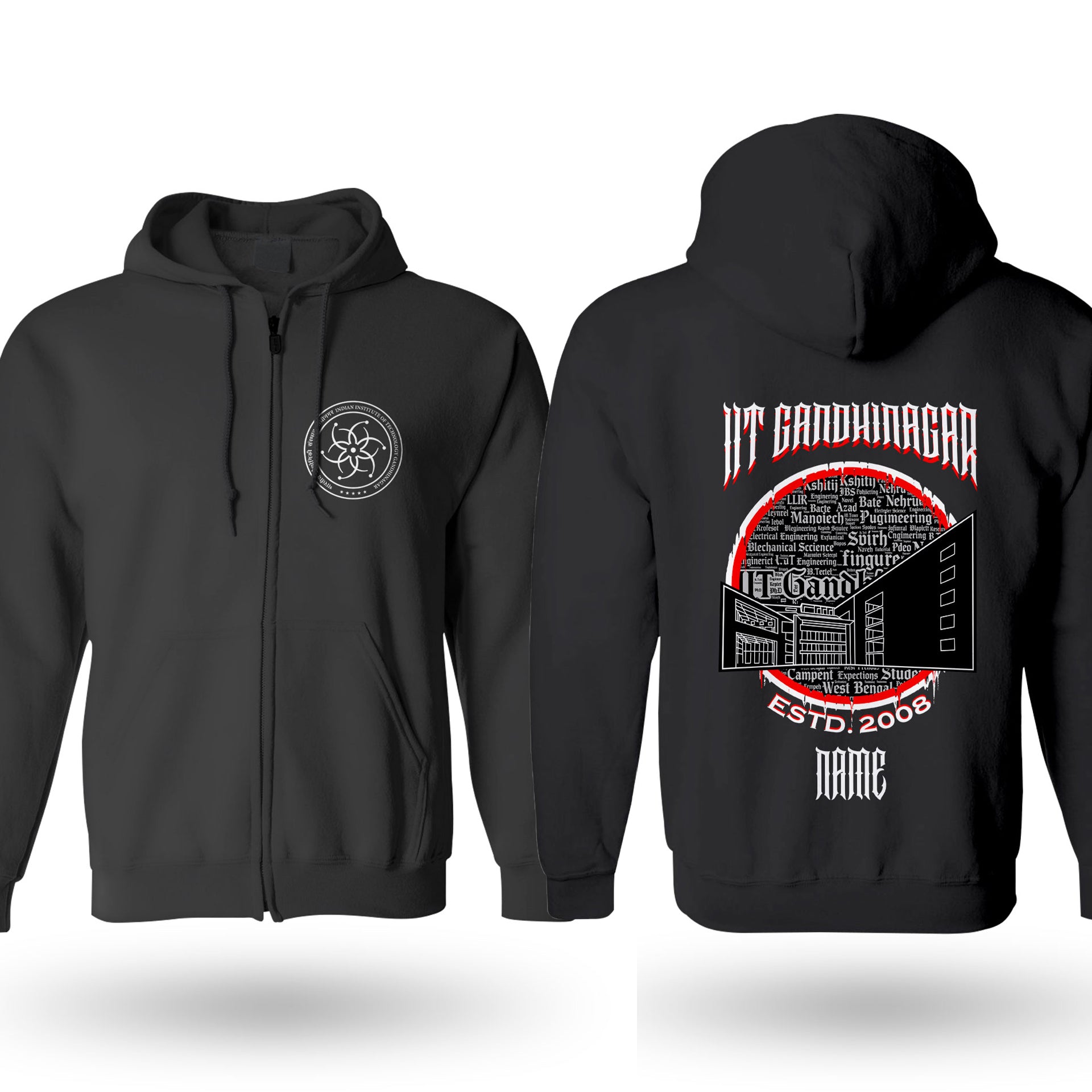 IIT Gandhinagar Legacy Armour Zipper Jacket  (Print Your Name) – 320GSM