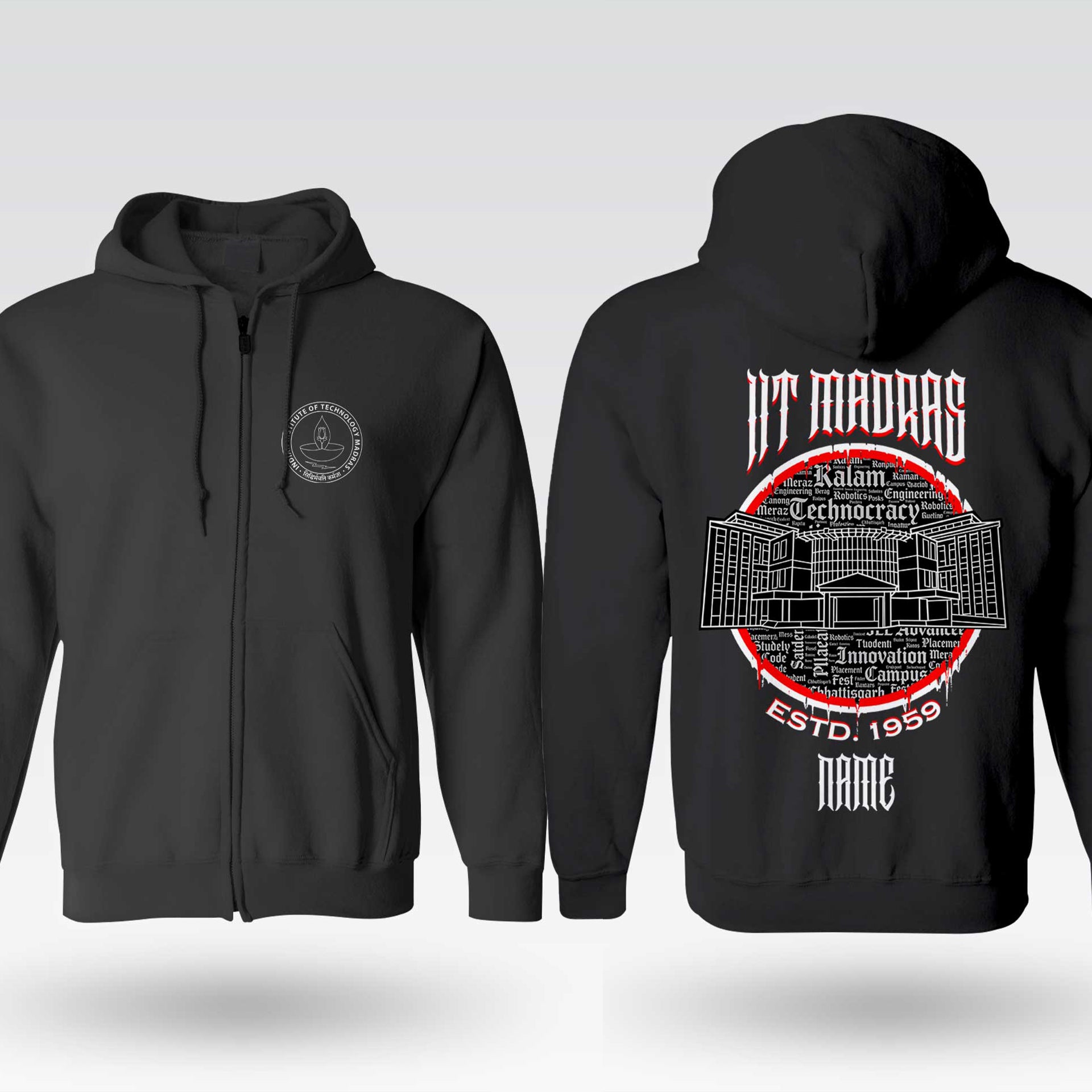 IIT Madras Legacy Armour Zipper Jacket  (Print Your Name) – 320GSM