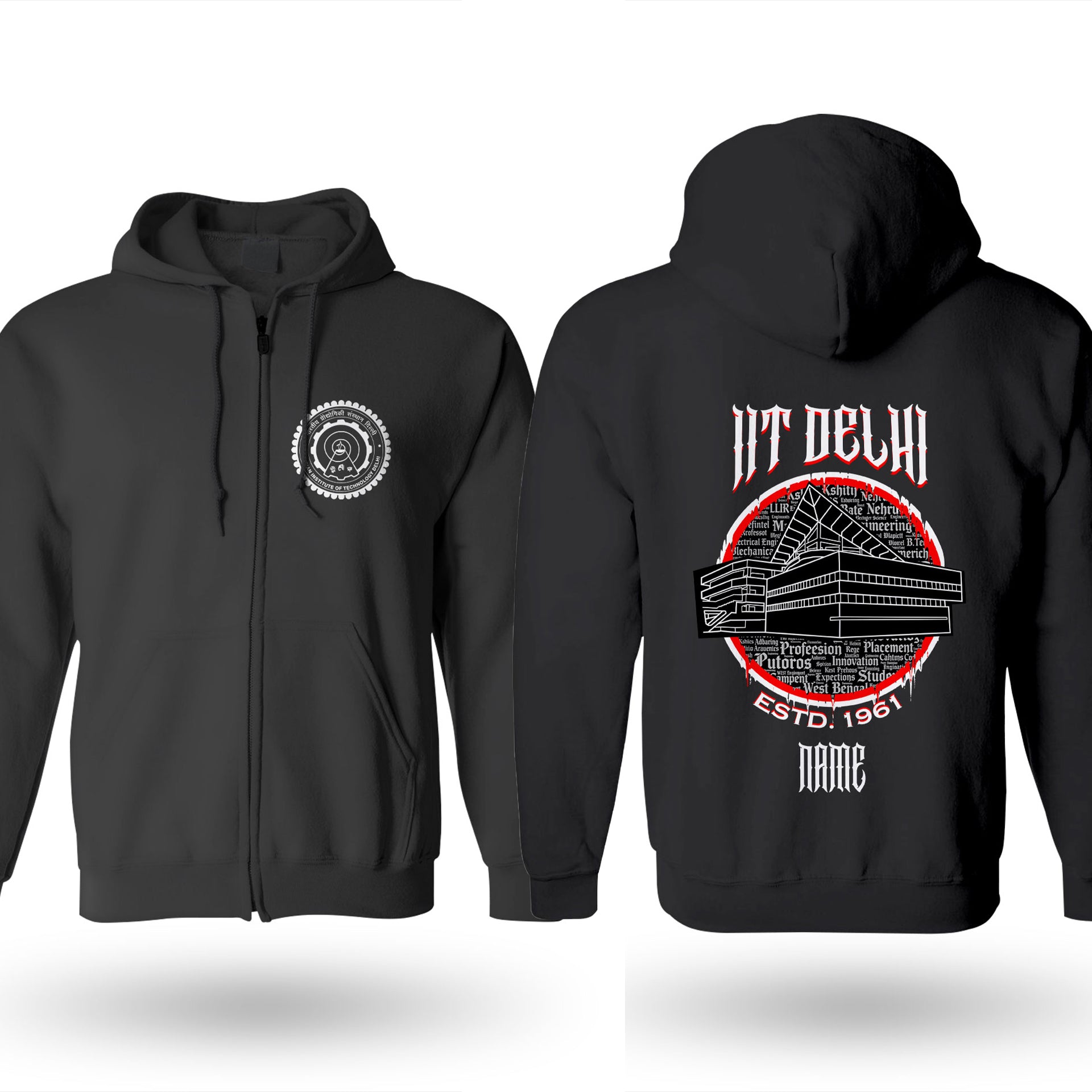 IIT Delhi Legacy Armour Zipper Jacket  (Print Your Name) – 320GSM