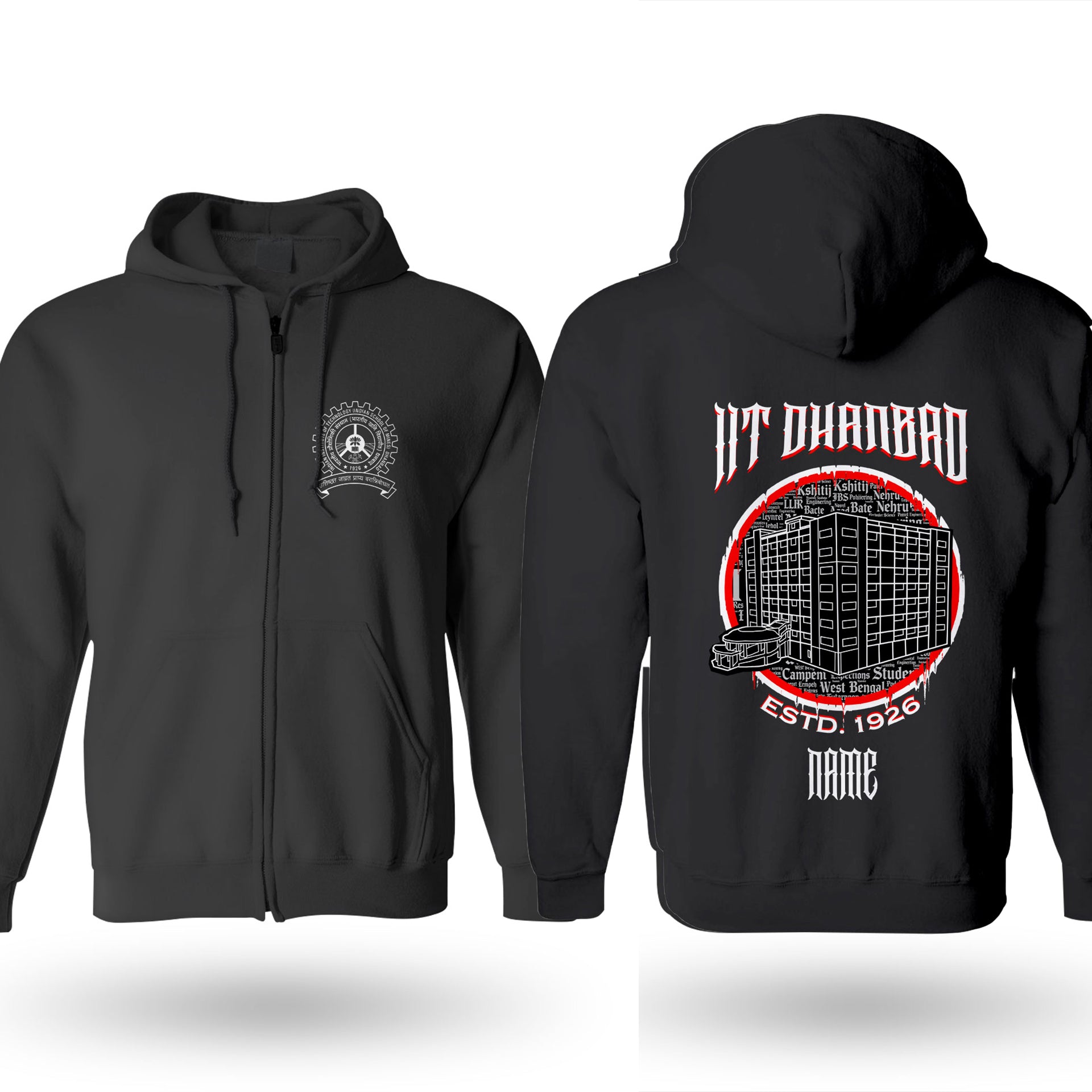 IIT Dhanbad Legacy Armour Zipper Jacket  (Print Your Name) – 320GSM