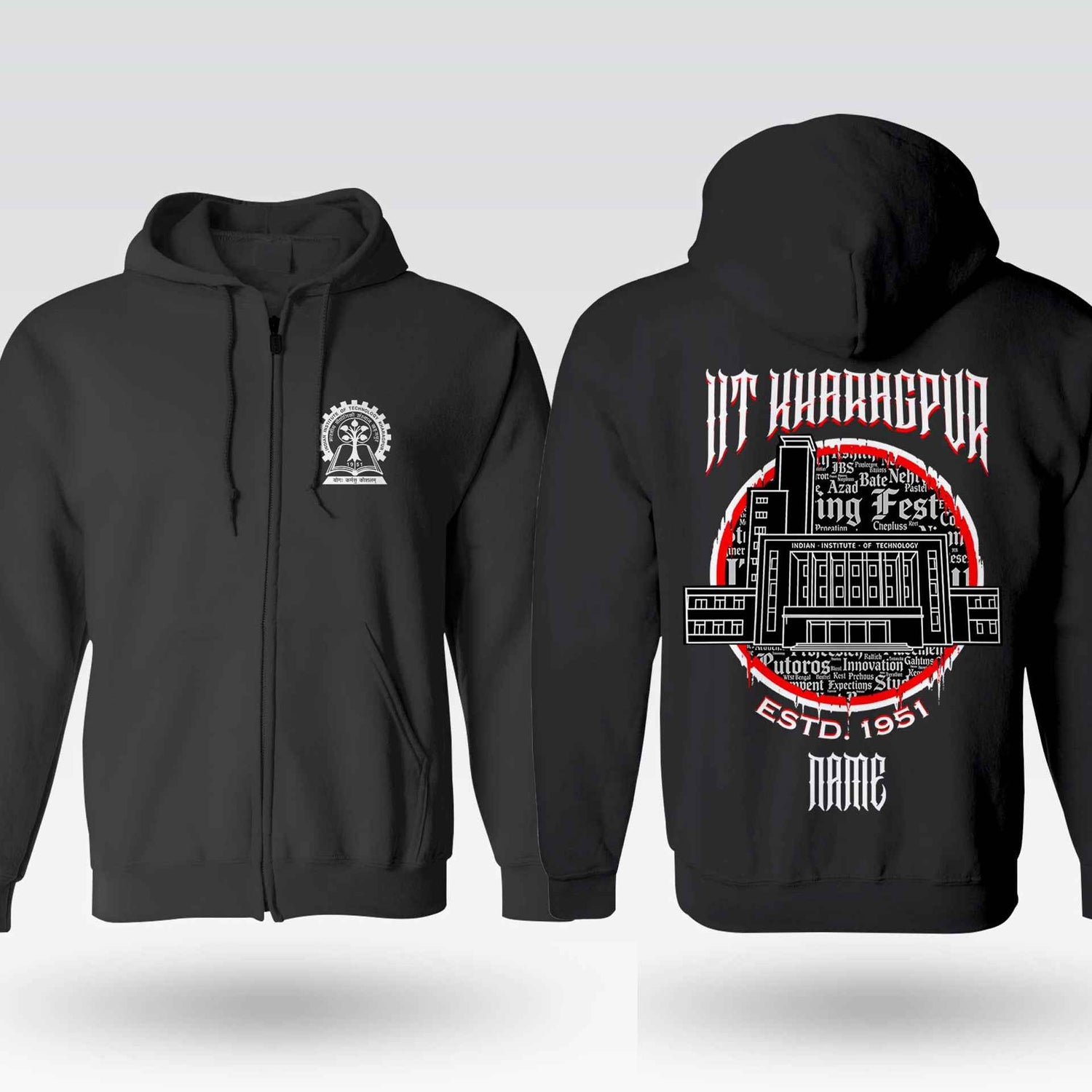 IIT Kharagpur Legacy Armour Zipper Jacket  (Print Your Name) – 320GSM
