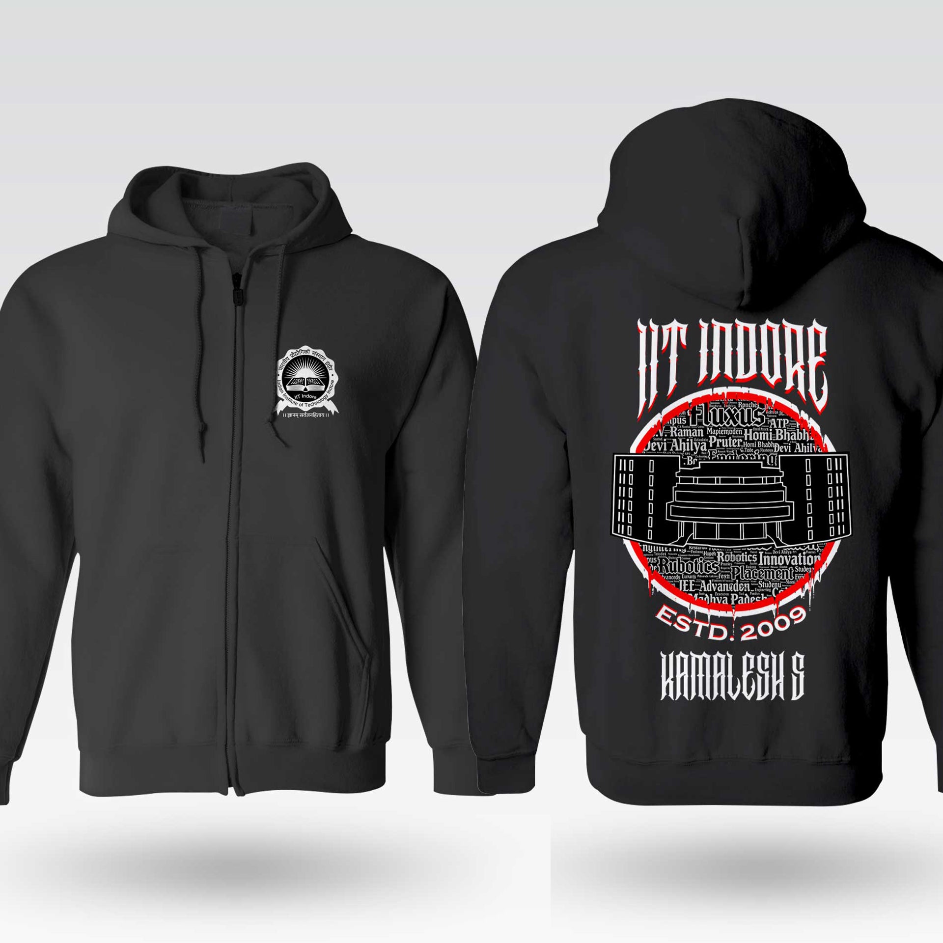 IIT Indore Legacy Armour Zipper Jacket  (Print Your Name) – 320GSM