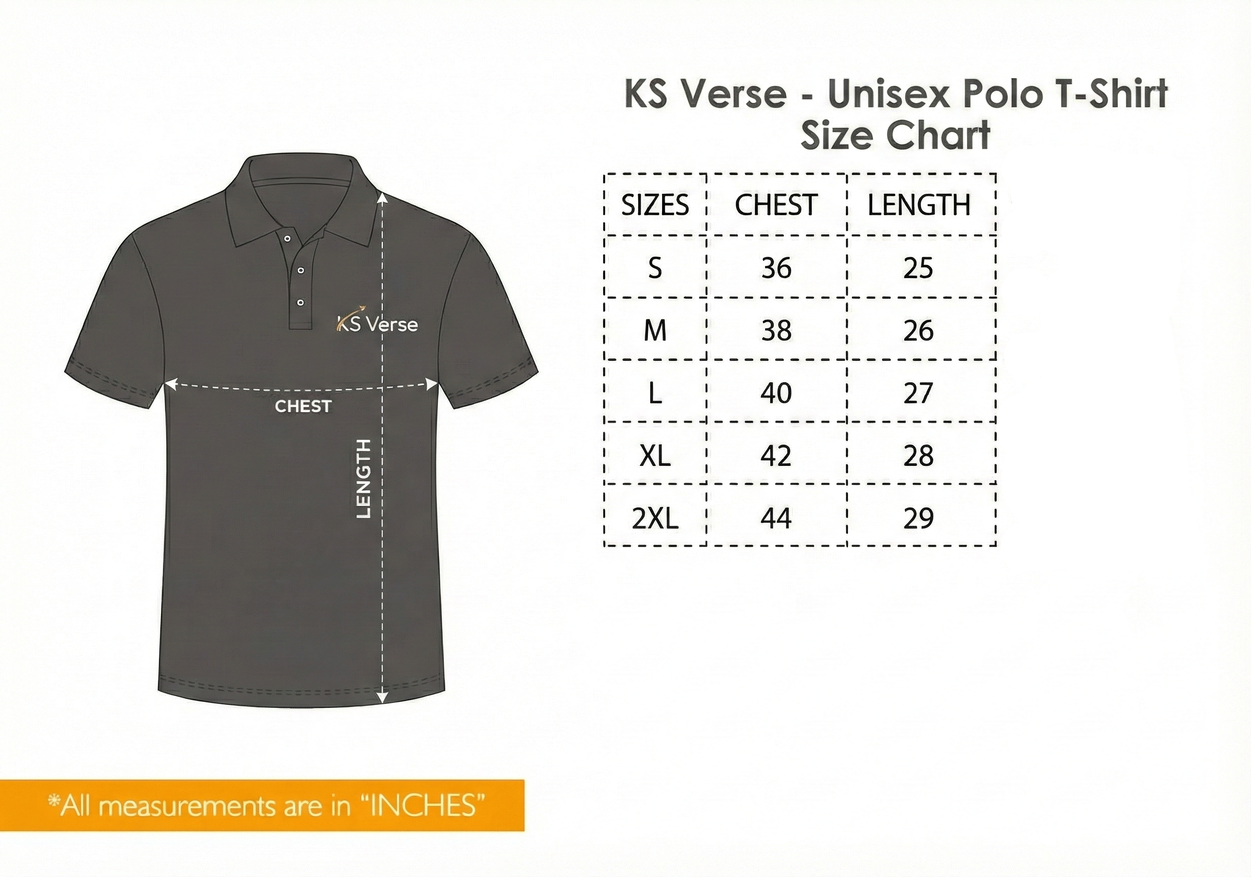 The NIT Trichy Minimalist Polo Tee - 200GSM Size Chart